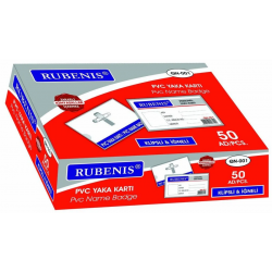 Rubenis İğneli Yaka Kartı İsimlik Şeffaf 50 li